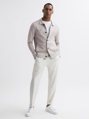 Reiss Oatmeal Melange Forester Long Sleeve Button-Through Cardigan - Image 3 of 5