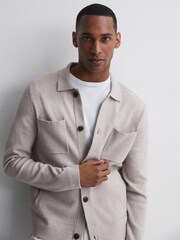 Reiss Oatmeal Melange Forester Long Sleeve Button-Through Cardigan - Image 5 of 5