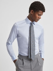 Reiss Soft Blue Premote Slim Fit Cotton Cutaway Collar Shirt - Image 3 of 8