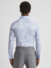 Reiss Soft Blue Premote Slim Fit Cotton Cutaway Collar Shirt - Image 5 of 8