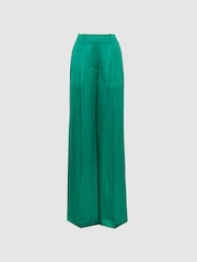Reiss Green Rina Wide Leg Trousers - Image 2 of 5