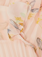 Reiss Pink Sade 4-9 yrs Floral Pleated Cap Sleeve Dress - Image 6 of 6