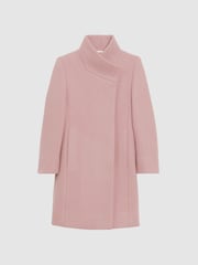 Reiss Pink Kia Junior Wool Blend Funnel Neck Coat - Image 2 of 6