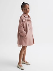 Reiss Pink Amelia 9-14 yrs Wool Bow Detail Coat - Image 3 of 6