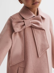 Reiss Pink Amelia 9-14 yrs Wool Bow Detail Coat - Image 4 of 6