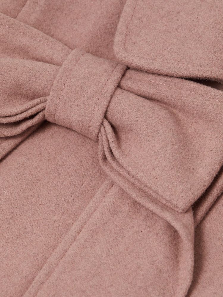 Reiss Pink Amelia 9-14 yrs Wool Bow Detail Coat - Image 6 of 6