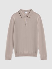 Reiss Mink Trafford Merino Wool Polo Shirt - Image 2 of 5