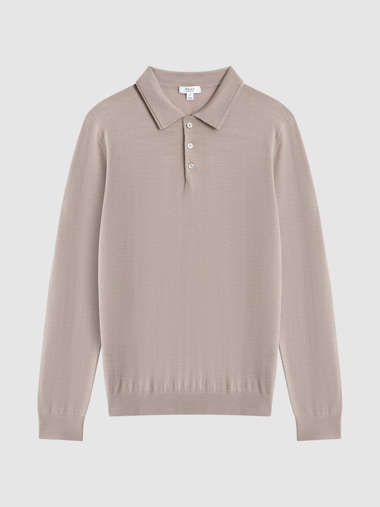 Reiss Mink Trafford Merino Wool Polo Shirt - Image 2 of 5