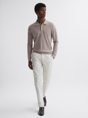 Reiss Mink Trafford Merino Wool Polo Shirt - Image 3 of 5