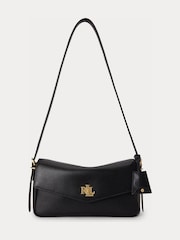 Lauren Ralph Lauren Black Farrah Soft Leopard Haircalf Shoulder Bag - Image 1 of 4
