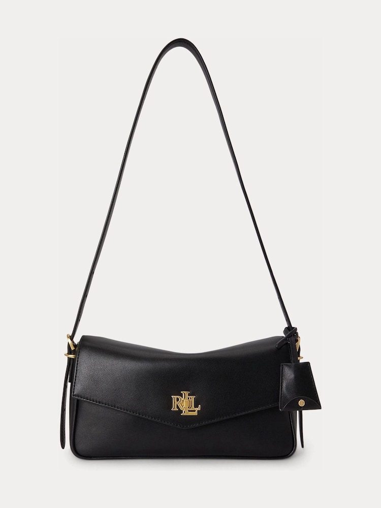 Lauren Ralph Lauren Black Farrah Soft Leopard Haircalf Shoulder Bag - Image 1 of 4 Lauren Ralph Lauren Black Farrah Soft Leopard Haircalf Shoulder Bag - Image 1 of 4
