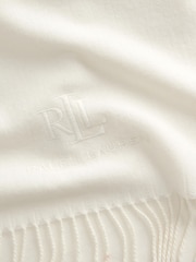 Lauren Ralph Lauren Wool and Cashmere Blend Logo Embroidery Fringed Scarf - Image 3 de 3