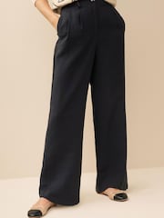 Black Tailored Elastic Back Wide Leg Trousers - Image 1 of 6
