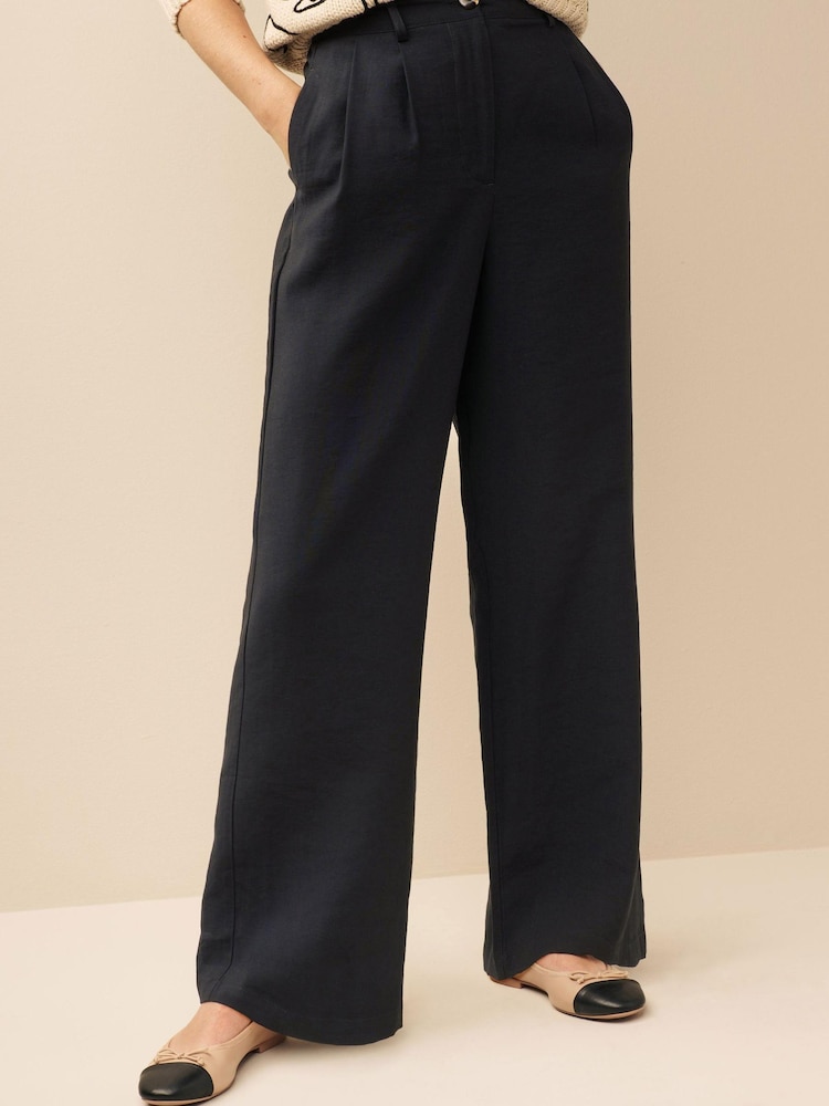Black Tailored Elastic Back Wide Leg Trousers - Image 1 of 6