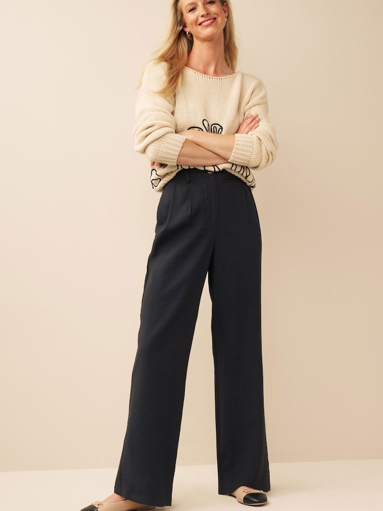 Black Tailored Elastic Back Wide Leg Trousers - Image 2 of 6