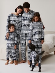Navy Blue Fairisle Pattern Matching Family Pet Christmas Cotton Pyjamas - Image 2 of 7