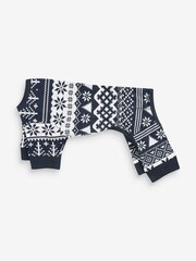 Navy Blue Fairisle Pattern Matching Family Pet Christmas Cotton Pyjamas - Image 6 of 7