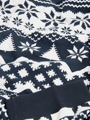 Navy Blue Fairisle Pattern Matching Family Pet Christmas Cotton Pyjamas - Image 7 of 7