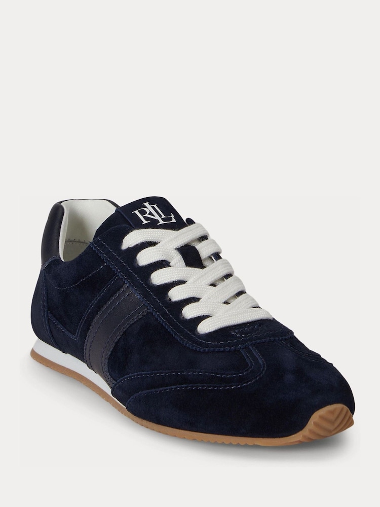 Lauren Ralph Lauren Blue Dani Low Profile Suede and Leather Trainers - Image 2 of 6 Lauren Ralph Lauren Blue Dani Low Profile Suede and Leather Trainers - Image 2 of 6