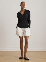 Lauren Ralph Lauren Meren Cotton Blend V-Neck Sweater with Crest - Slika 5 od 9