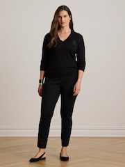 Lauren Ralph Lauren Meren Cotton Blend V-Neck Sweater with Crest - Slika 7 od 9