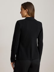Lauren Ralph Lauren Black Anfisa Stretch Cotton Pique Double Breasted Jacket with Crest - Image 2 of 6