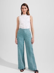 Hobbs Green 100% Linen Mirabel Trousers - Image 1 of 4