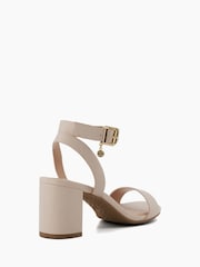 Dune London Cream Standard Fit Memee Mid Block Heel Sandals - Image 5 of 6