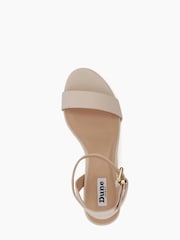 Dune London Cream Standard Fit Memee Mid Block Heel Sandals - Image 6 of 6