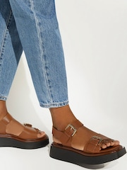 Dune London Natural Buckle Flatform Loells Sandals - Image 1 of 6