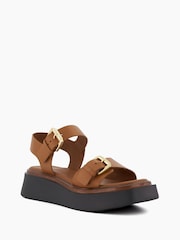 Dune London Natural Buckle Flatform Loells Sandals - Image 4 of 6