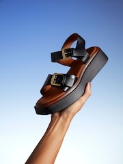 Dune London Black Loells Buckle Flatform Sandals - Image 3 of 11