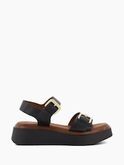 Dune London Black Loells Buckle Flatform Sandals - Image 8 of 11