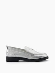 Dune London Silver Geeno Classic Penny Loafers - Image 1 of 4