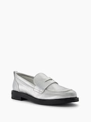 Dune London Silver Geeno Classic Penny Loafers - Image 2 of 4