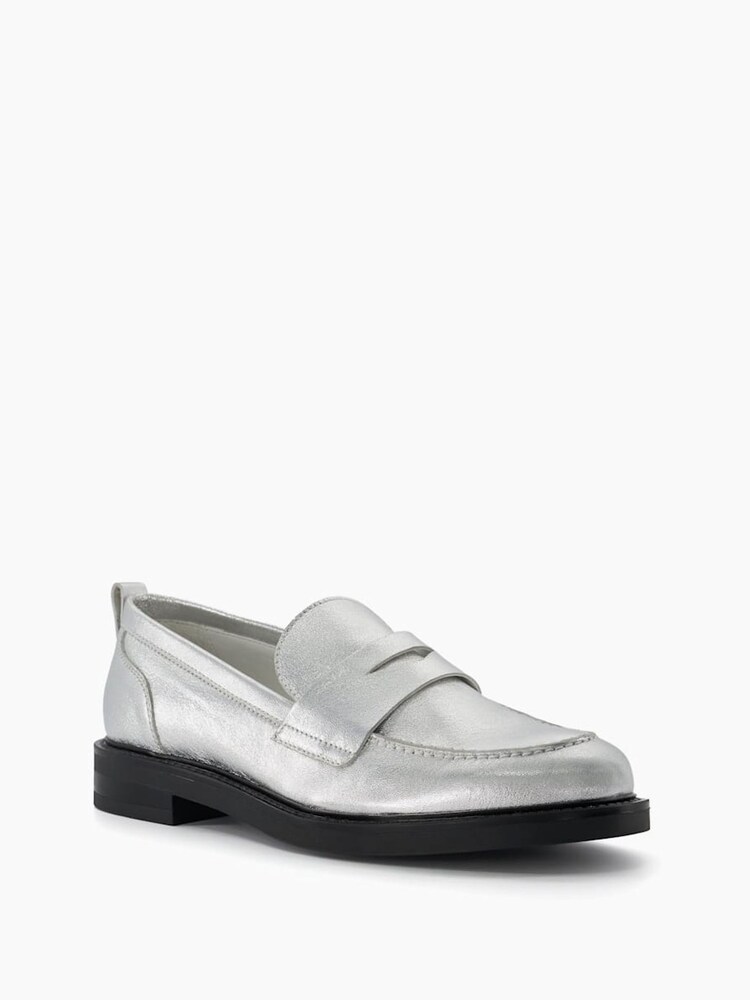 Dune London Silver Geeno Classic Penny Loafers - Image 2 of 4