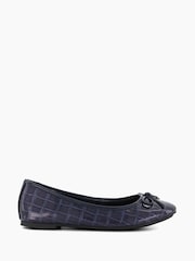 Dune London Blue Standard Fit Hallo Charm Trim Leather Ballet Shoes - Image 2 of 6