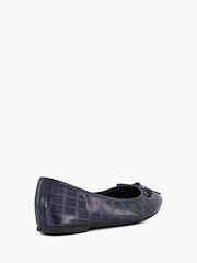 Dune London Blue Standard Fit Hallo Charm Trim Leather Ballet Shoes - Image 4 of 6