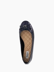 Dune London Blue Standard Fit Hallo Charm Trim Leather Ballet Shoes - Image 5 of 6