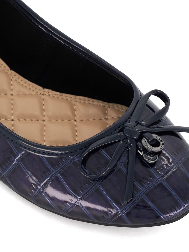 Dune London Blue Standard Fit Hallo Charm Trim Leather Ballet Shoes - Image 6 of 6