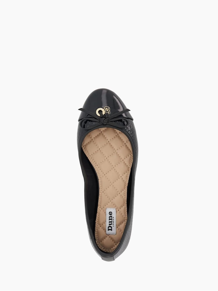 Dune London Black Chrome Standard Fit Hallo Charm Trim Leather Ballet Shoes - Image 6 of 6