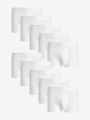 White 10 pack Cotton Rich Blend Hipsters Boxers - Image 1 of 1