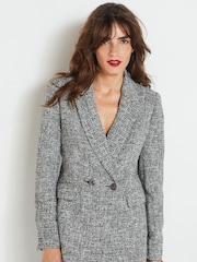 Black/White Double Breasted Sparkle Blazer - Image 3 of 7