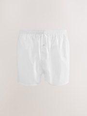 White 4 pack Woven Pure 100% Cotton Boxers - Image 2 of 4