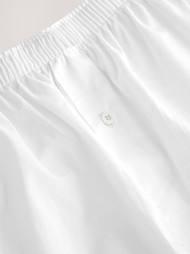 White 4 pack Woven Pure 100% Cotton Boxers - Image 4 of 4