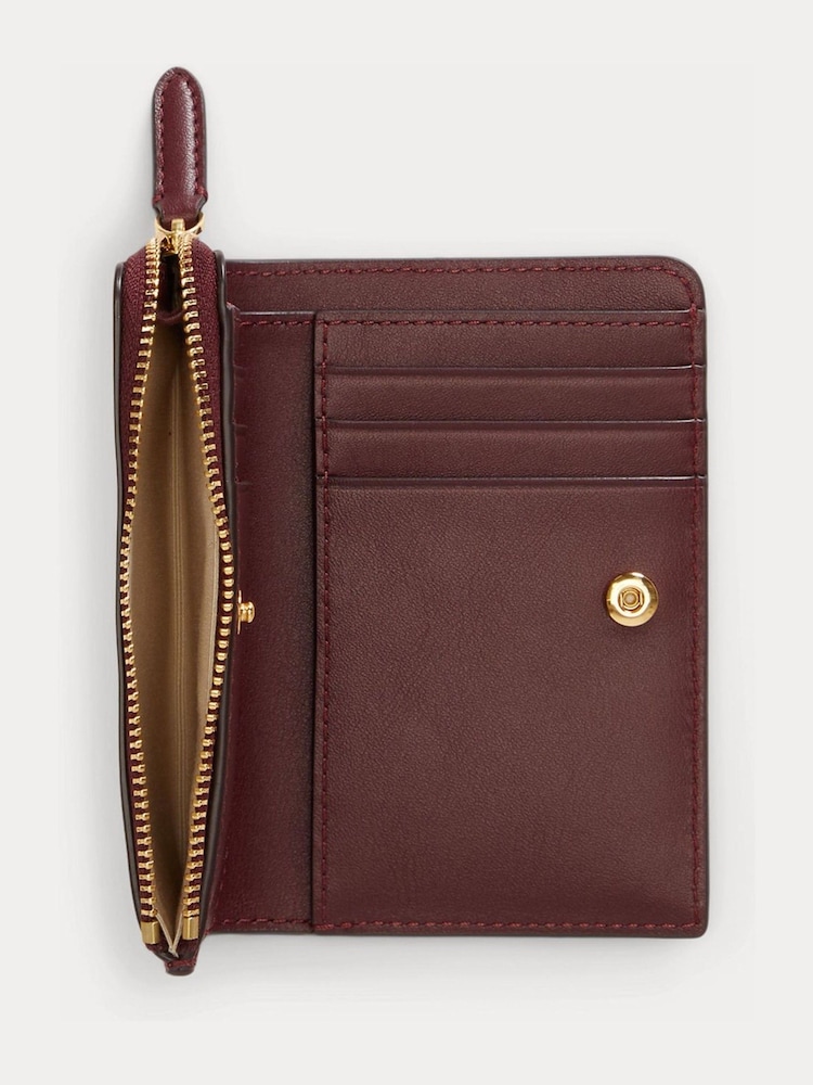 Lauren Ralph Lauren Red Bifold Zip Around Coin Purse - Image 4 of 4 Lauren Ralph Lauren Red Bifold Zip Around Coin Purse - Image 4 of 4
