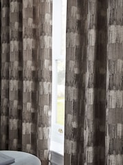 Silver Metallic Abstract Jacquard Eyelet Lined Curtains - Image 4 of 6
