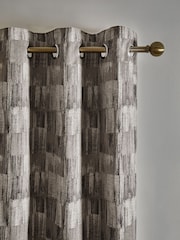 Silver Metallic Abstract Jacquard Eyelet Lined Curtains - Image 5 of 6