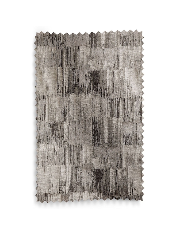 Silver Metallic Abstract Jacquard Eyelet Lined Curtains - Image 6 of 6