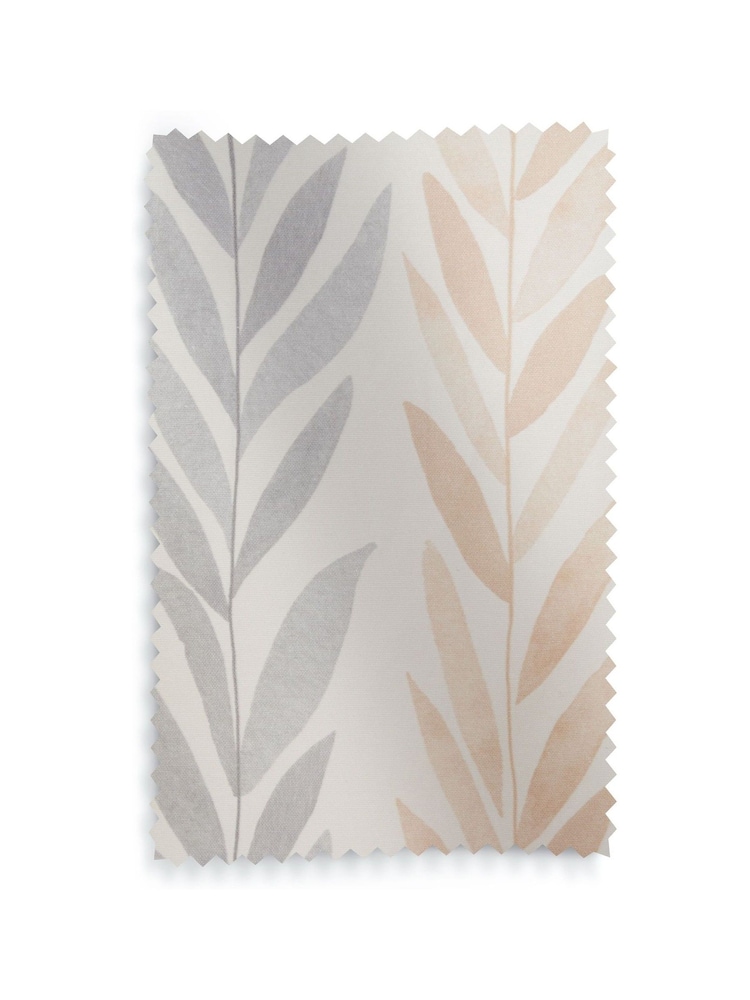 Natural Leaf Stripe Eyelet Lined Curtains - Image 5 of 5